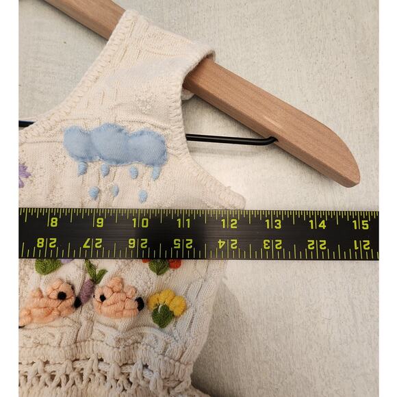 Nusta Girls Knitted Dress Embroidery Bohemian Cotton Sun Flowers Toddler - Picture 9 of 11